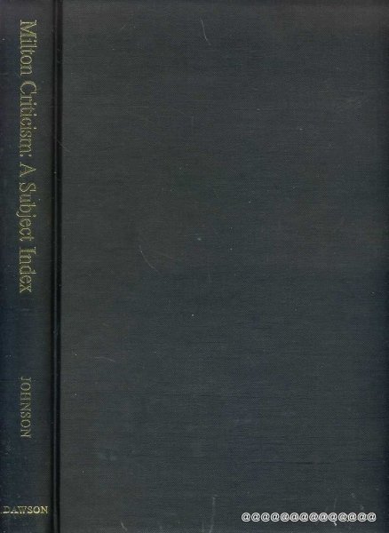 Image for MILTON CRITICISM A SUBJECT INDEX