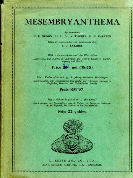 Image for MESEMBRYANTHEMA Descriptions, with chapters on cultivation and general ecology