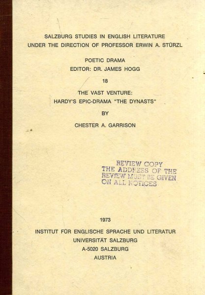 Image for The Vast Venture : Hardy's Epic-Drama "The Dynasts"