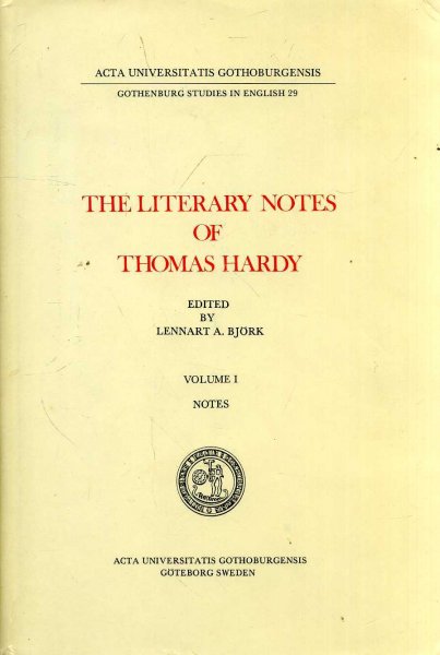 Image for The Literary Notes of Thomas Hardy volume I in two parts
