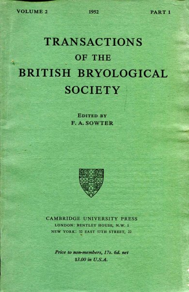Image for Transactions of the British Bryological Society 1952 volume 2, Part 1