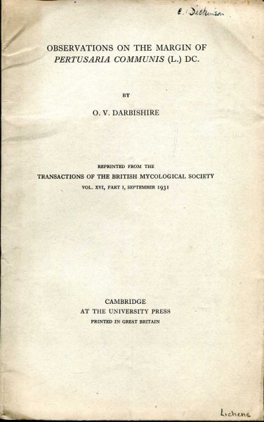 Image for Observations on the Margin of Pertusaria Communis (L) DC reprinted from the Transactions of the British Mycological Society