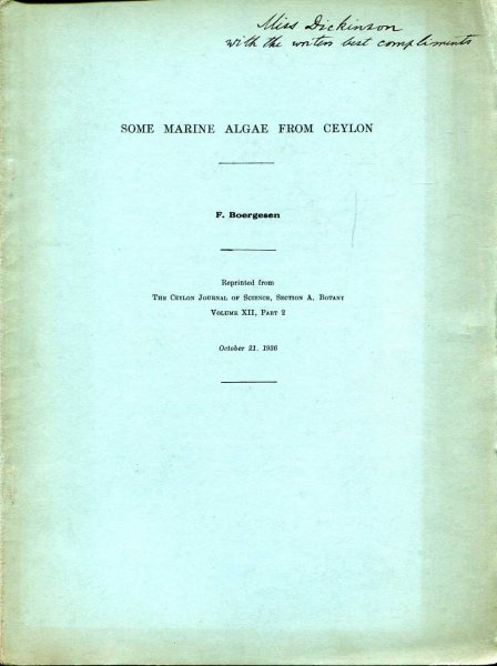 Image for Some Marine Algae from Ceylon (reprinted from The Ceylon Journal of Science)