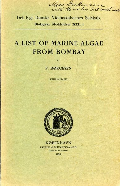 Image for A List of Marine Algae from Bombay (reprinted from the Biologiske Meddelesler XII, 2)