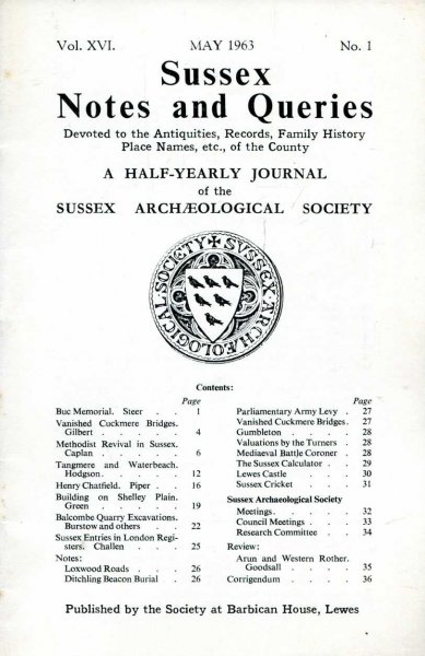 Image for Sussex Notes and Queries A half-yearly journal of The Sussex Archaeological Society volume XVI No 1 May 1963