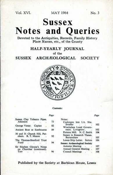 Image for Sussex Notes and Queries A half-yearly journal of The Sussex Archaeological Society volume XVI No 3 May 1964