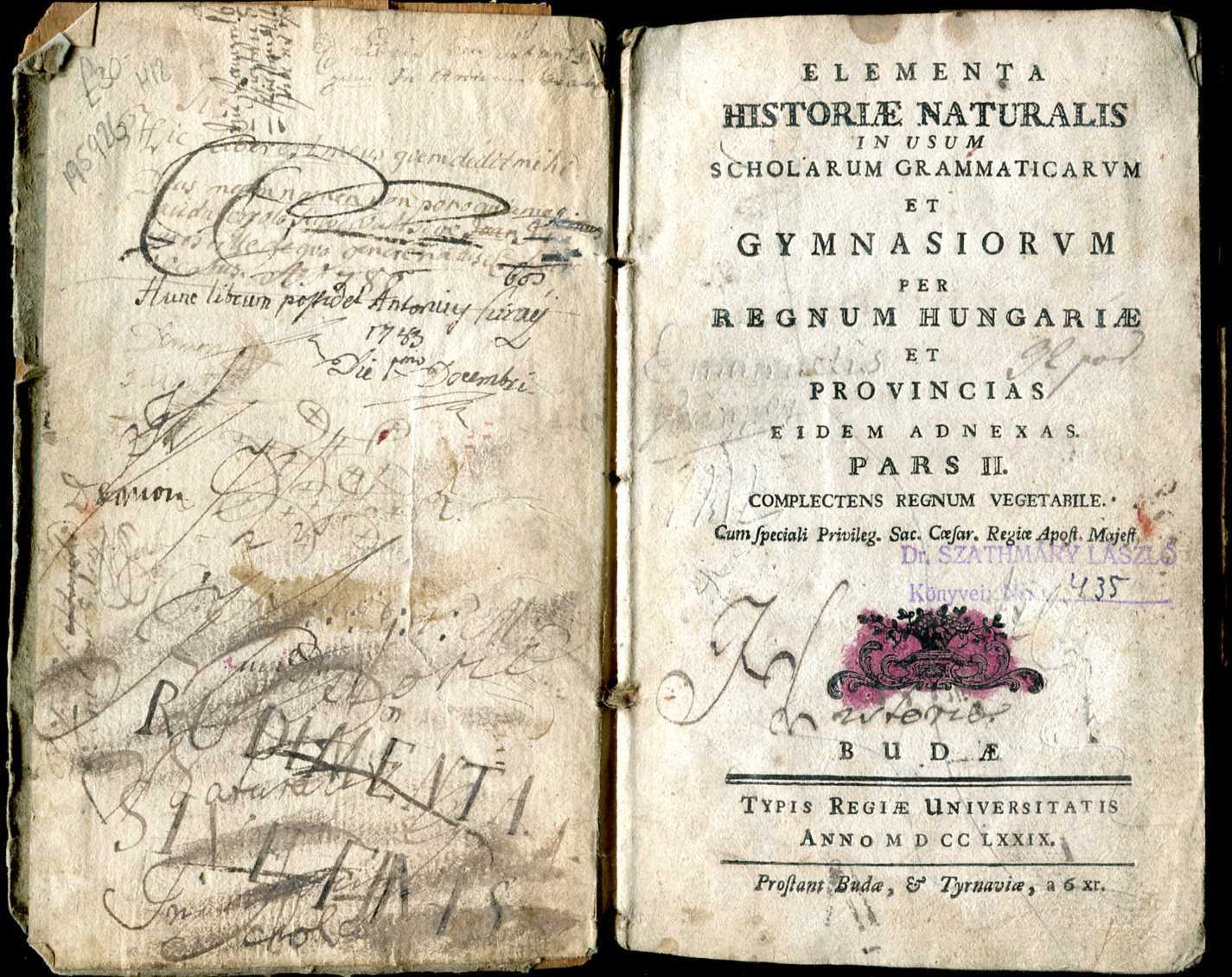 Image for Elementa Historiae Naturalis in usum Scholarum Grammaticarum et Gymnasiouum per Regnum Hungariae, Pars II : Complectens Regnum Vegetabile