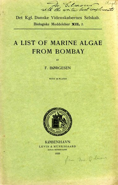 Image for A List of Marine Algae from Bombay (reprinted from the Biologiske Meddelesler XII, 2)