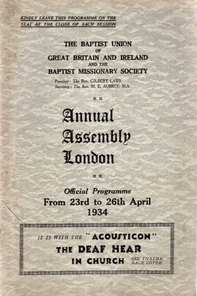Image for The Baptist Union of Great Britaim and Ireland : Annual Assembly, London 1934
