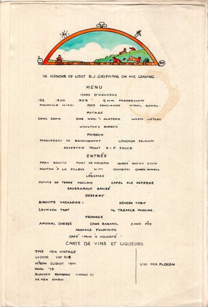 Image for Welsh Regiment Oficer's Mess Menus