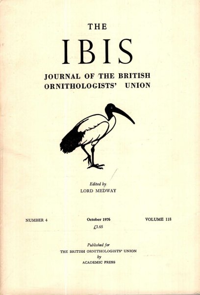 Image for The Ibis : Journal of the British Ornithologists' Union volume 118, Number 4, October, 1976
