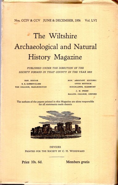 The Wiltshire Archaeological and Natural History Magazine : volume lvi, No cciv & ccv, June & December 1956 Image for The Wiltshire Archaeological and Natural History Magazine : volume lvi, No cciv & ccv, June & December 1956