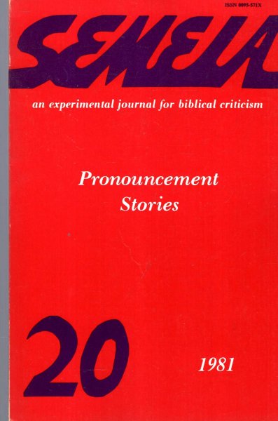 Image for Semeia : an experimental journal for biblical criticism - No 20 : Pronouncement Stories