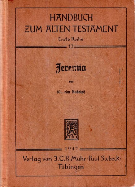Image for Handbuch Zum Alten Testament 12 : Jeremia