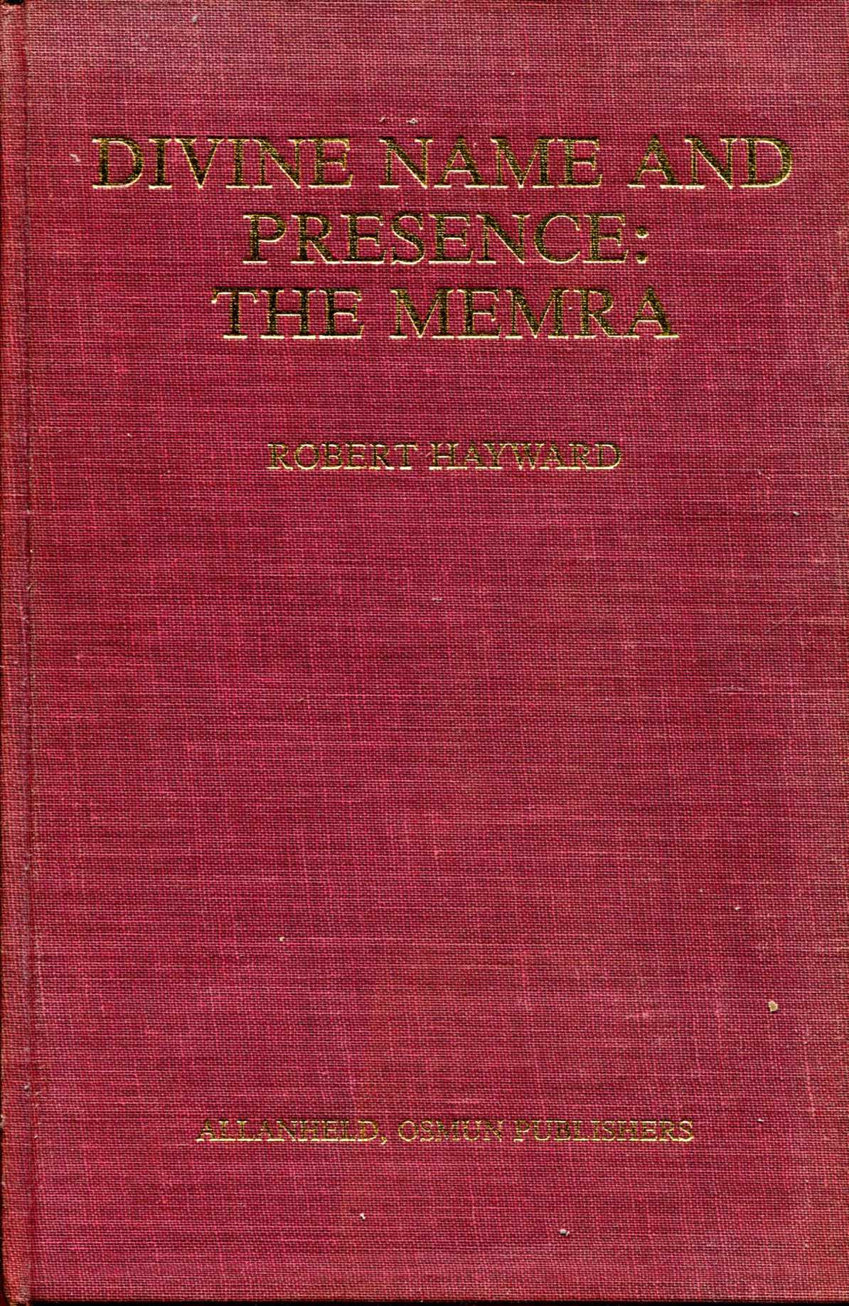 Divine Name and Presence The Memra