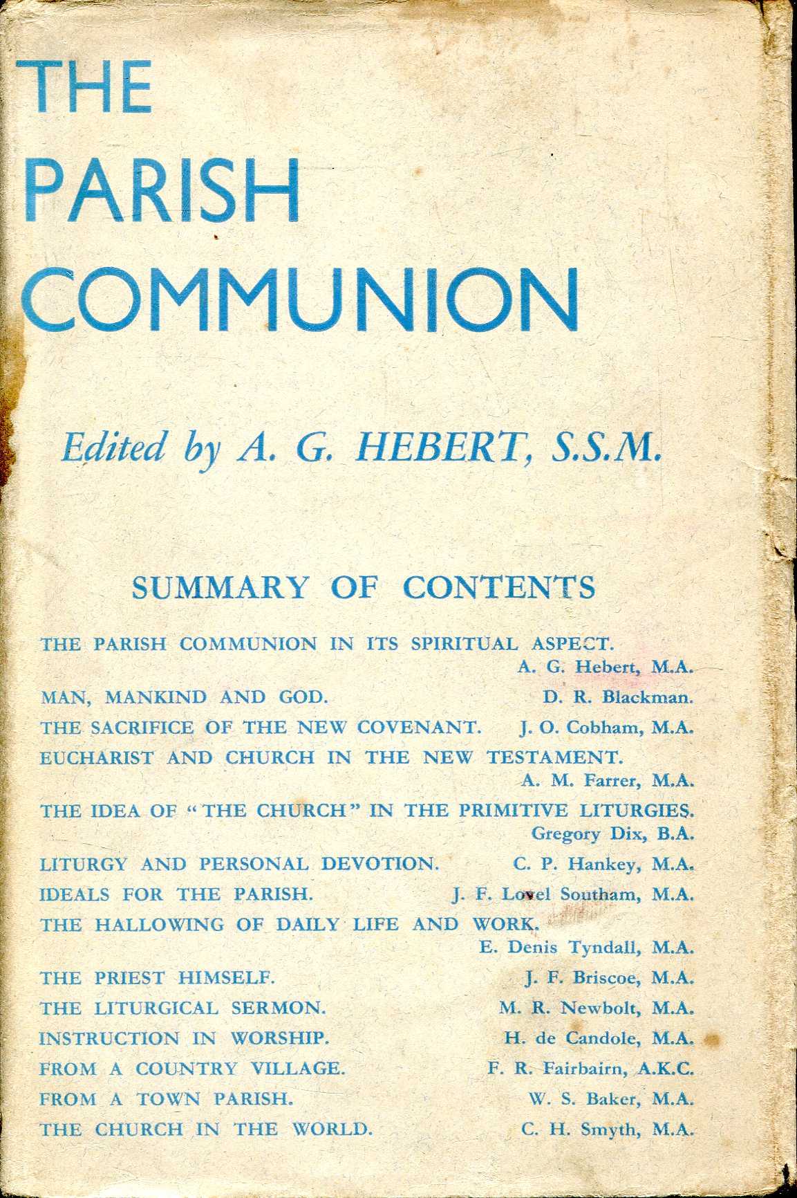 Image for The Parish Communion : A Book of Essays