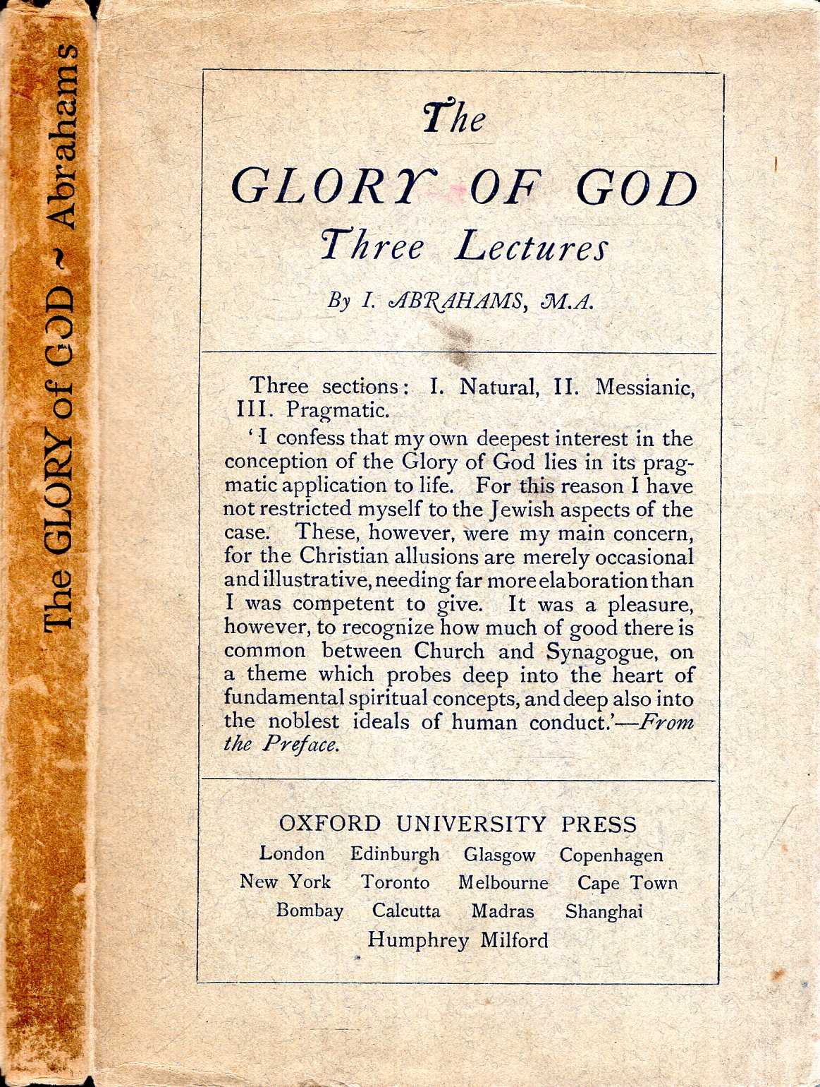 Image for The Glory of God : Three lectures